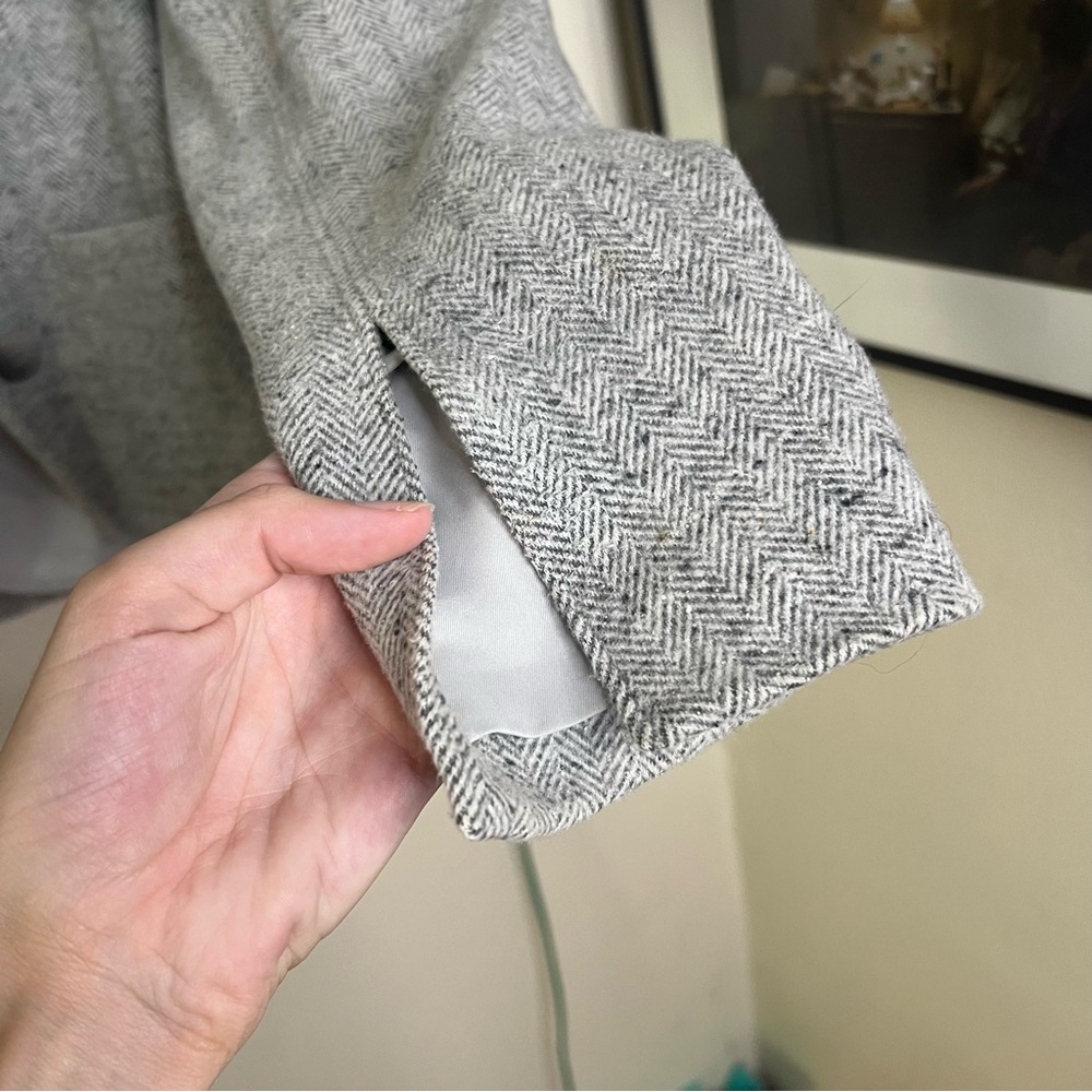 Theory Grey Tweed Textured Blazer Career 2 Structured Herringbone Jacket Office - Picture 6 of 7
